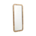 Modern Rectangular Wall Mirror with Bamboo Frame